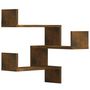 Voir la diapositive 2 : VIDAXL Etageres d'angle murales 2 pcs Chene fume 40x40x50 cm Bois
