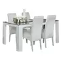 Table salle à manger blanc et gris/taupe laqué - LITA