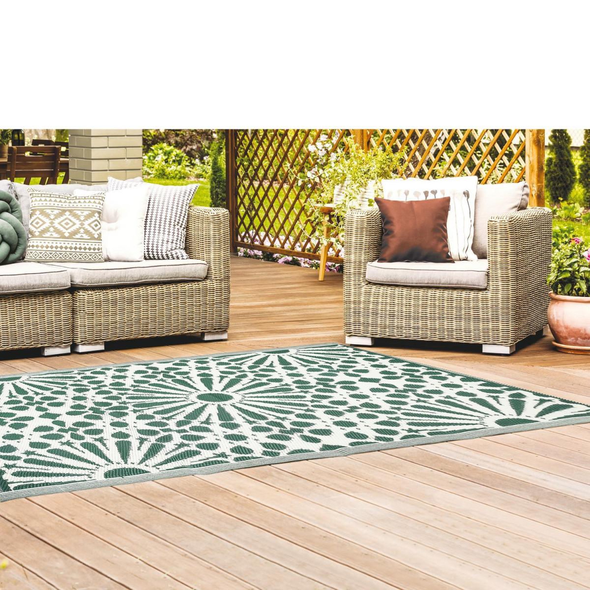 Voir la diapositive 5 : The Home Deco Factory Tapis déco imprimé  patio  120x180cm vert