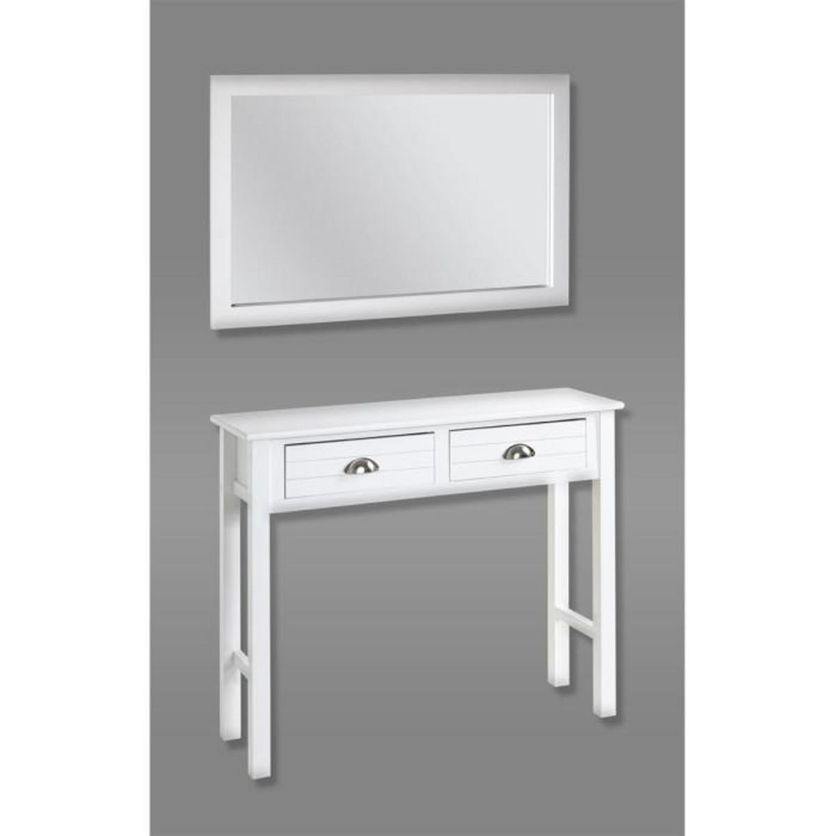 Paris Prix Console 2 Tiroirs  Lavido  100cm Blanc Laqué