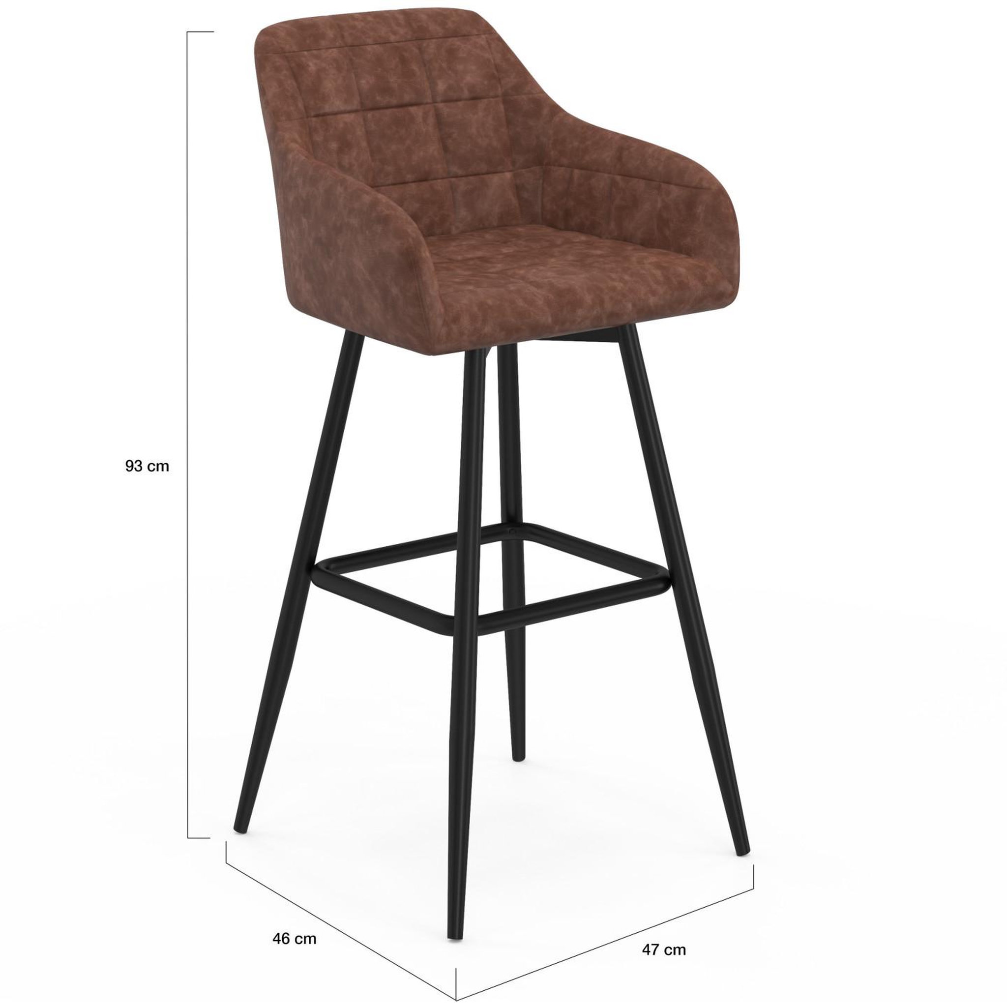 Voir la diapositive 5 : ID MARKET Lot de 4 tabourets de bar mady avec accoudoirs marron vintage