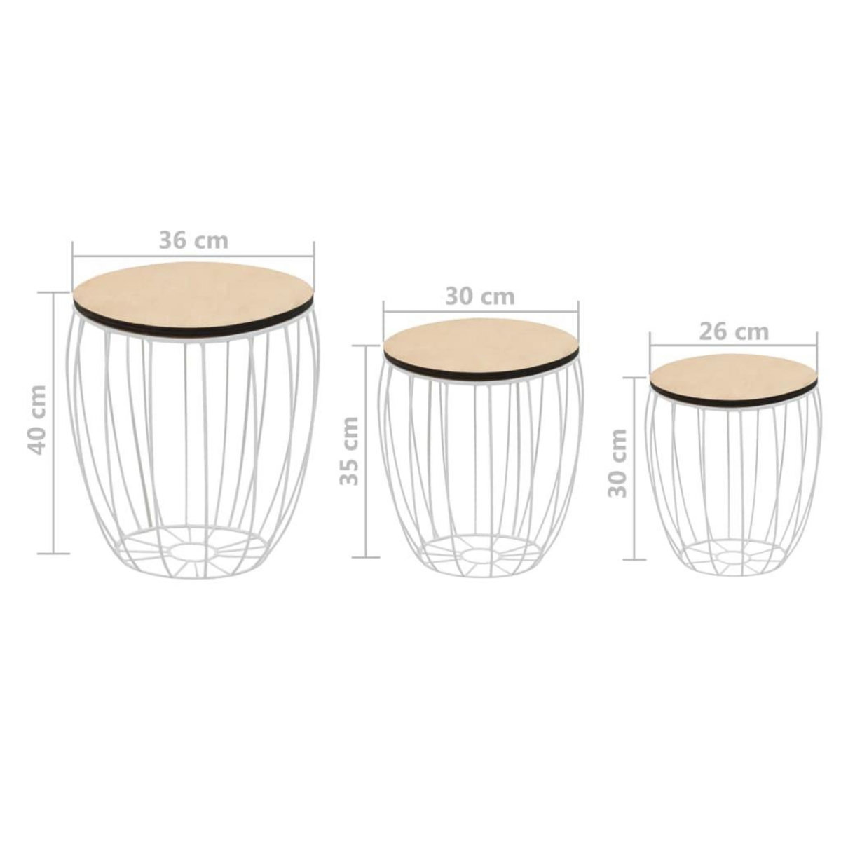 VIDAXL Ensemble de table basse Contreplaque de peuplier Fer 3 pcs