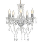 VIDAXL Lustre avec perles de cristal Argente Rond 5 x E14