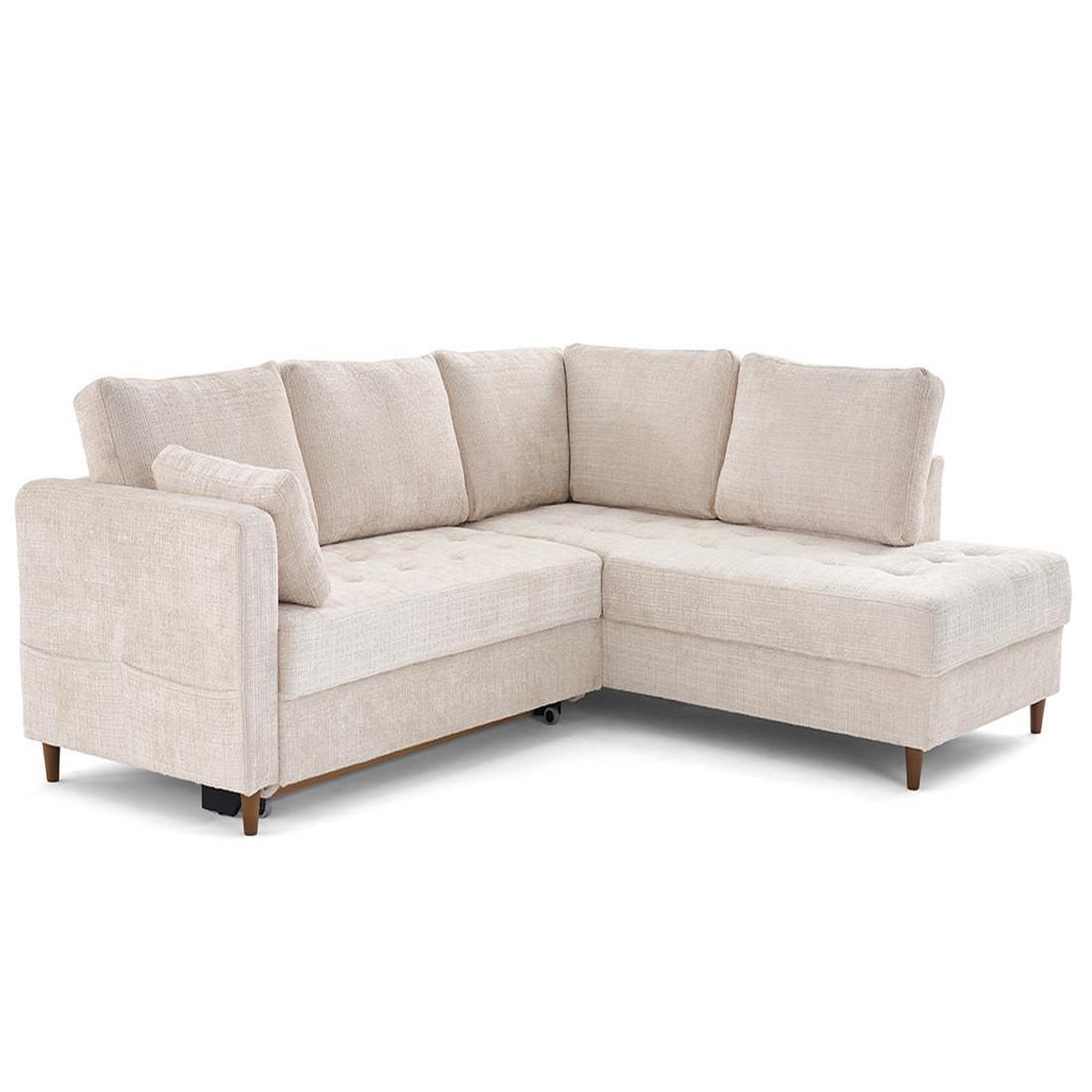 Voir la diapositive 3 : LISA DESIGN Anna - canapé d'angle droit 5 places convertible en velours texturé