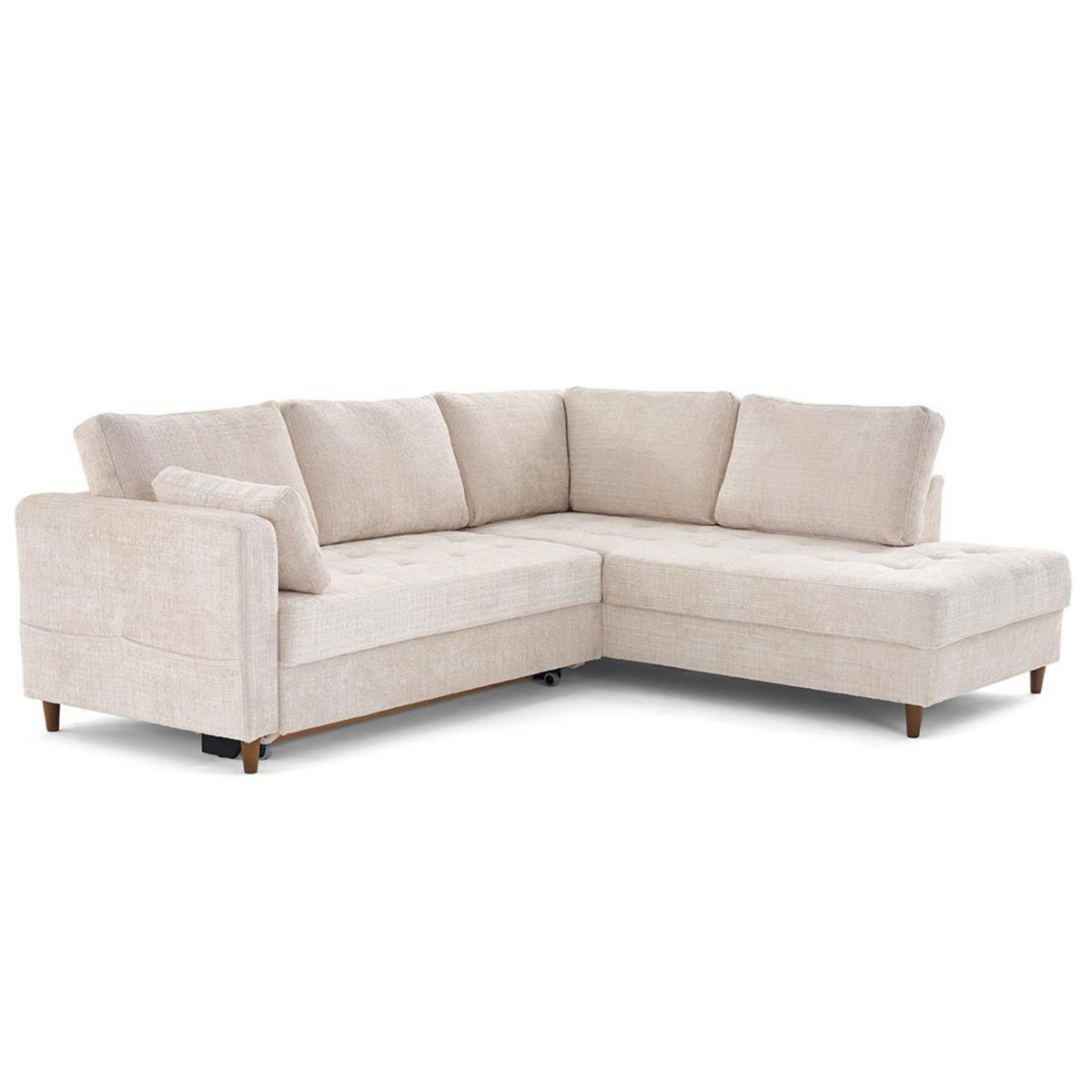 LISA DESIGN Anna - canapé d'angle droit 5 places convertible en velours texturé