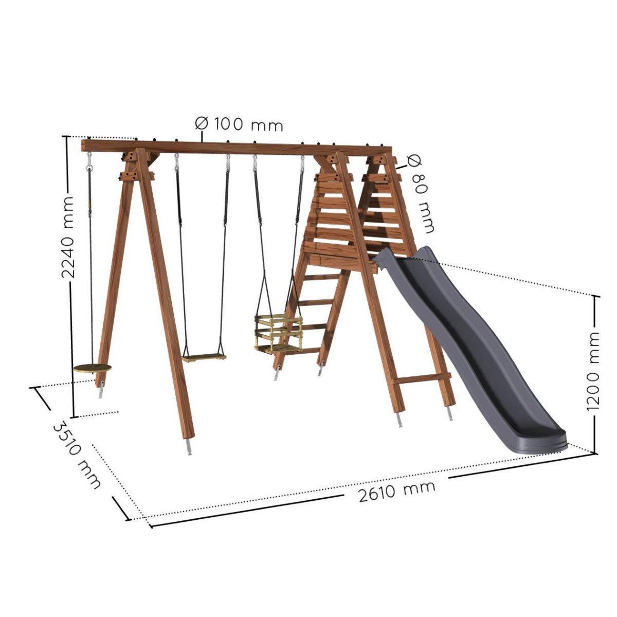 Soulet Portique balançoire avec toboggan - Bois - H2,24 m - FLEUR 