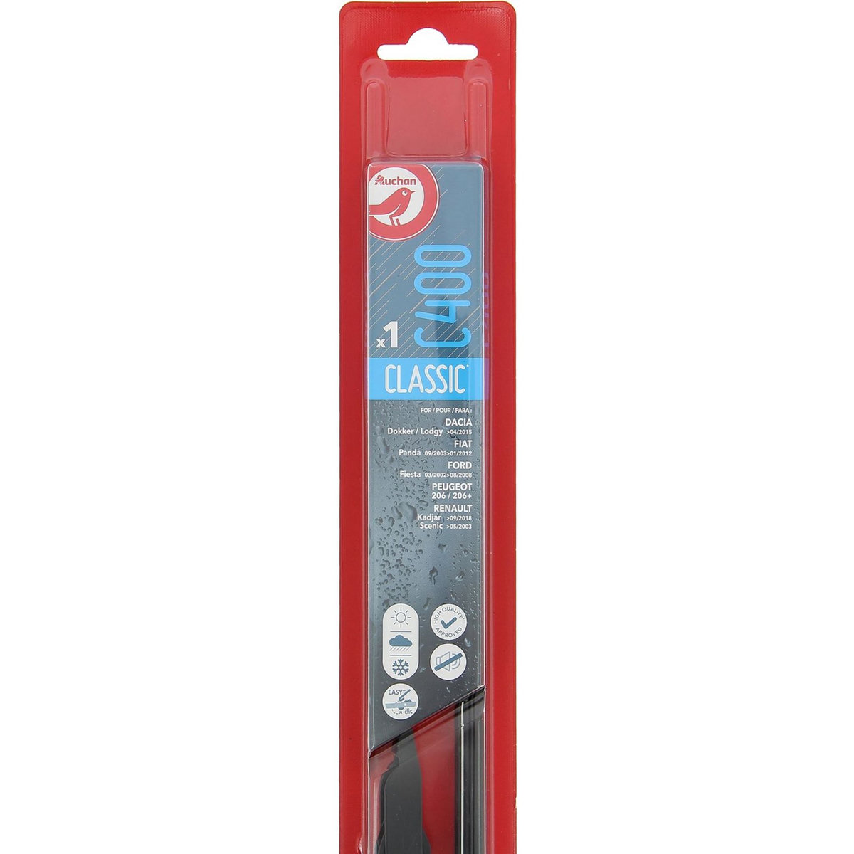 AUCHAN Balai d'essuie-glace C400 41cm pour DACIA FIAT FORD PEUGEOT RENAULT