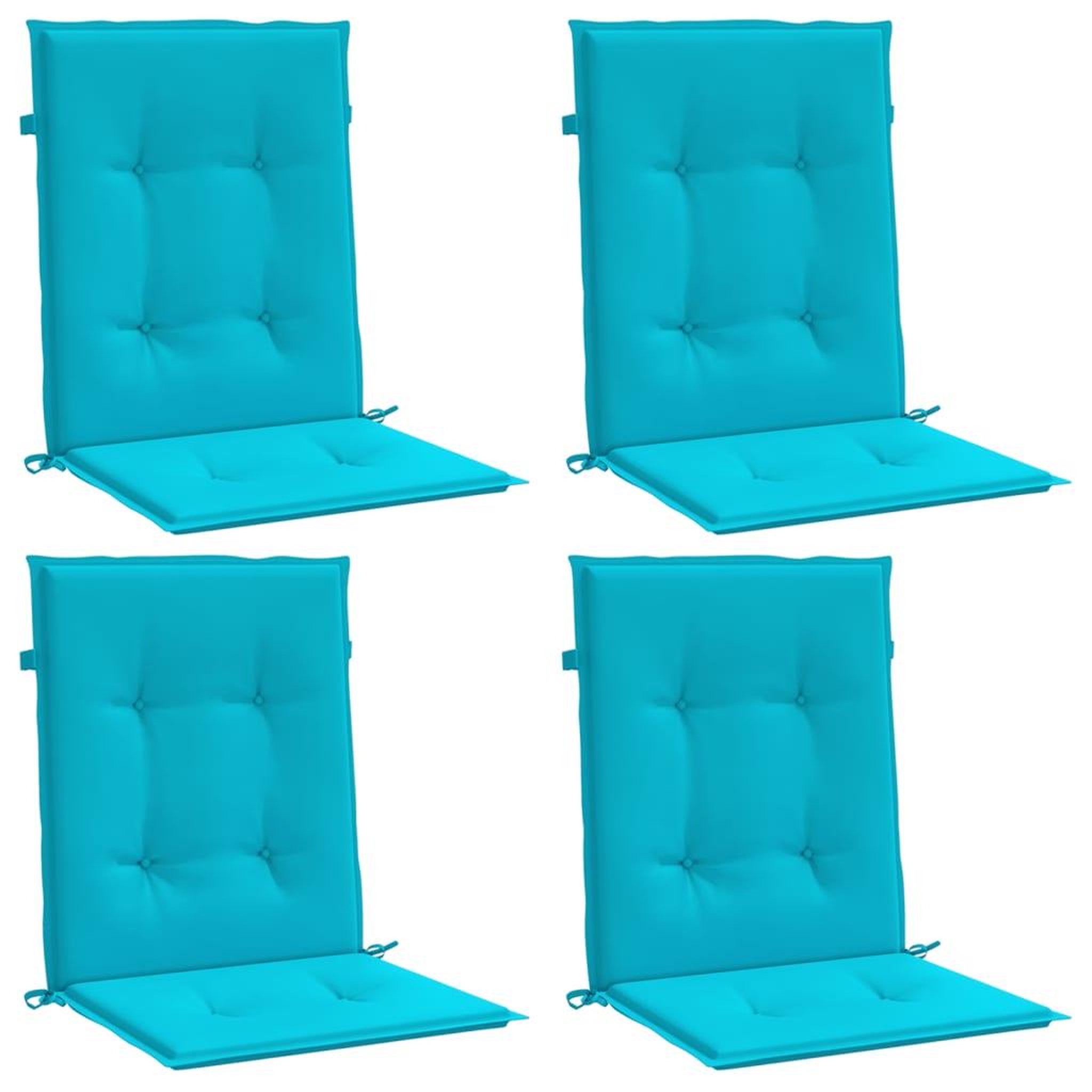 Voir la diapositive 2 : VIDAXL Coussins de chaise a dossier bas lot de 4 turquoise tissu