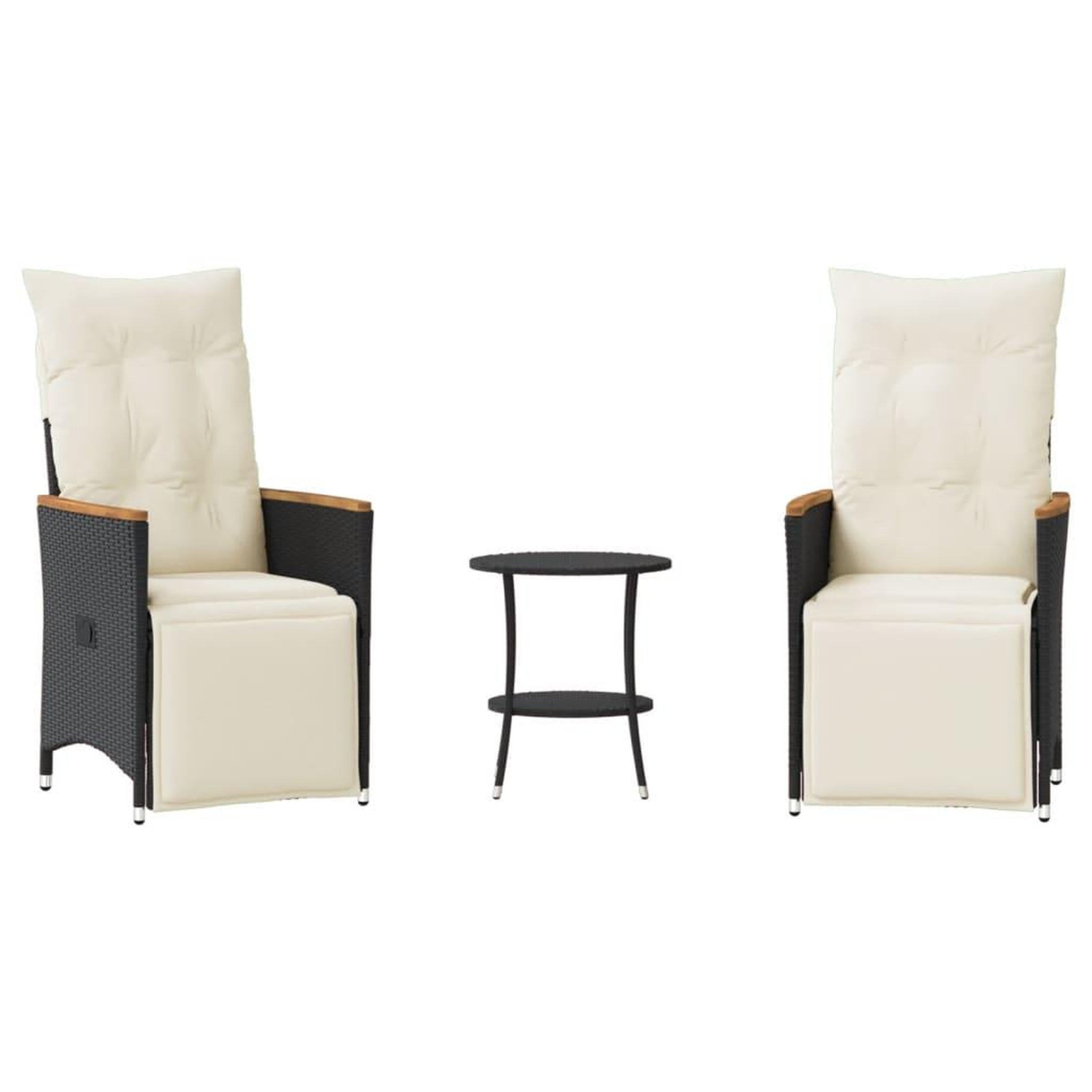 Voir la diapositive 2 : VIDAXL Ensemble de bistro 3 pcs avec coussins noir resine tressee