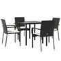 Voir la diapositive 3 : VIDAXL Ensemble a manger de jardin coussins 5pcs Noir Resine tressee