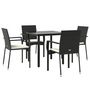 Voir la diapositive 3 : VIDAXL Ensemble a manger de jardin coussins 5pcs Noir Resine tressee