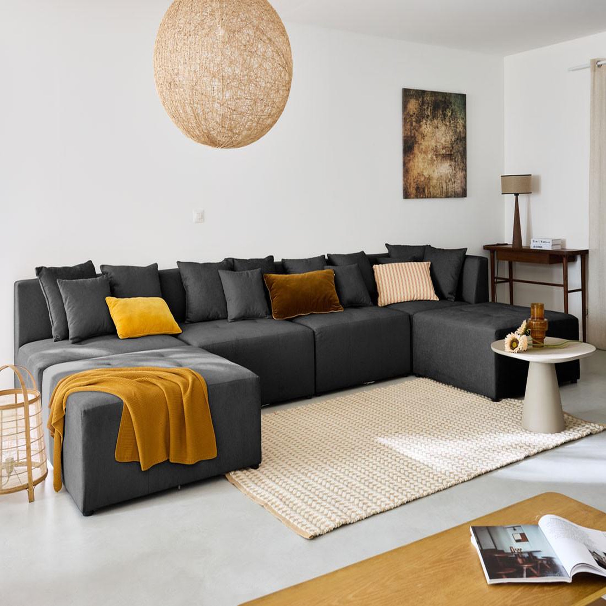 Voir la diapositive 3 : LISA DESIGN Amalfi - pouf modulable - en tissu