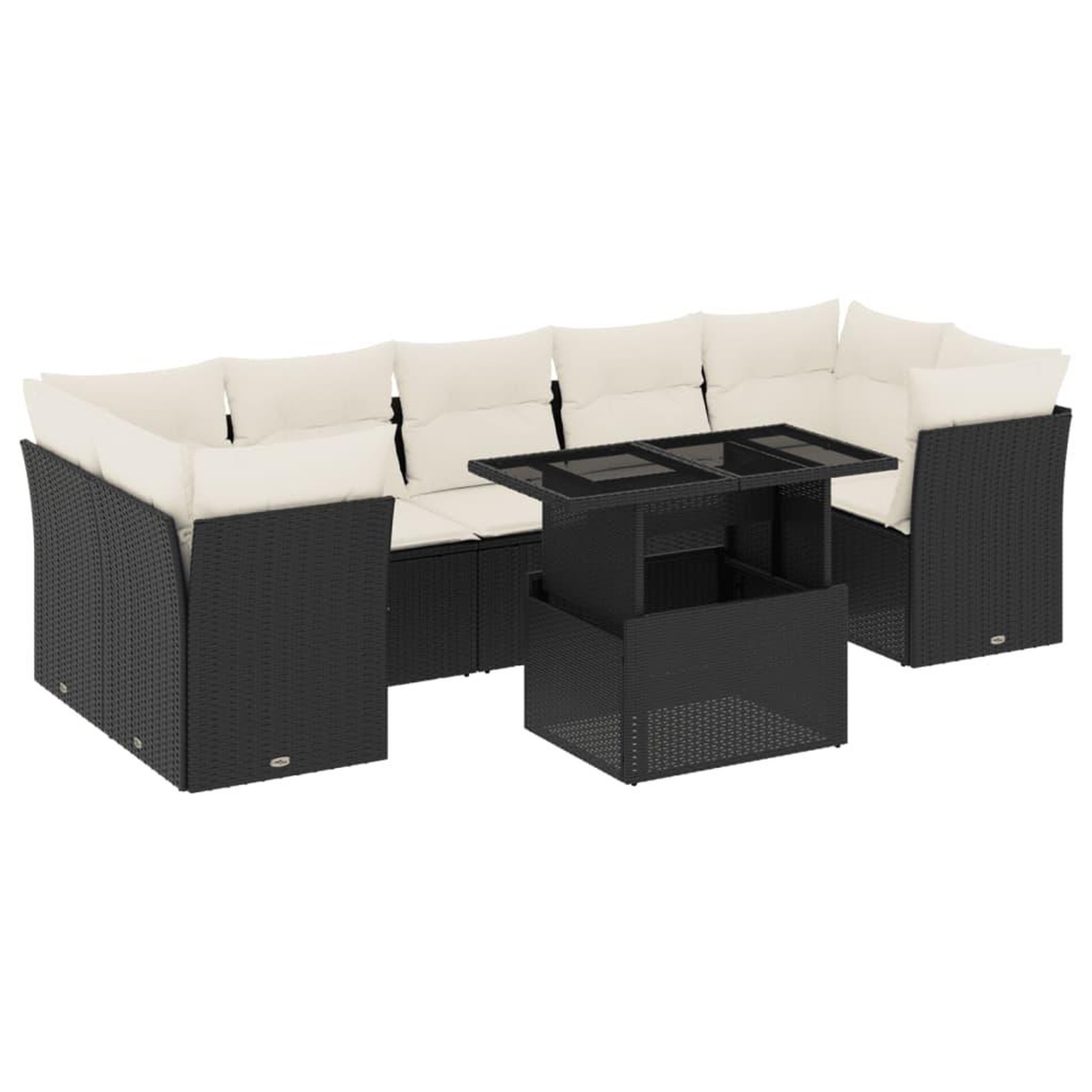 Voir la diapositive 2 : VIDAXL Salon de jardin 8 pcs avec coussins noir resine tressee