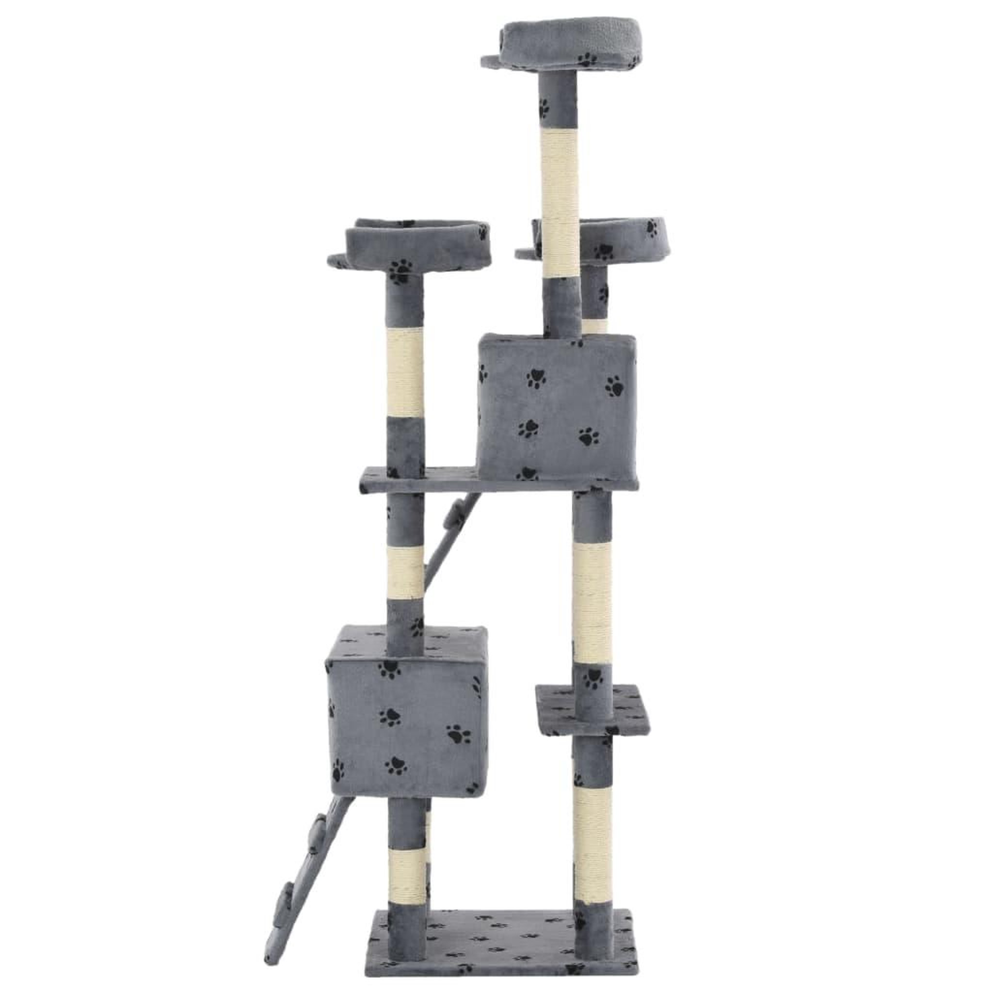 Voir la diapositive 4 : VIDAXL Arbre a chat et griffoirs Sisal 170cm Empreintes de pattes Gris