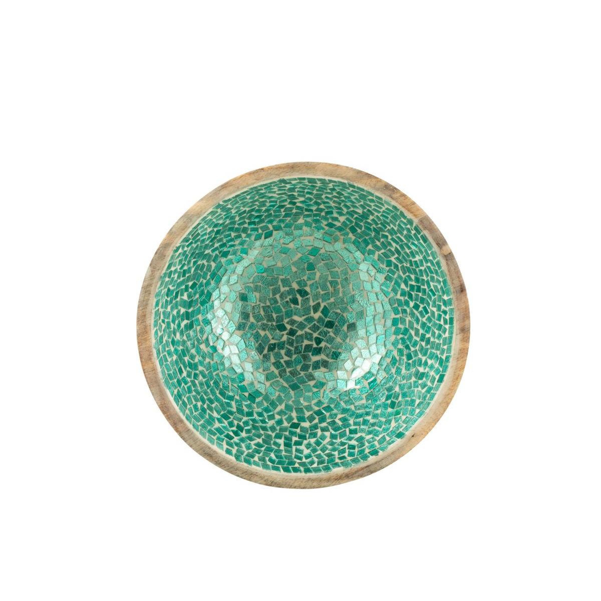 Voir la diapositive 2 : J-LINE Saladier mosaïque en bois  freddy  24cm vert