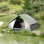 Voir la diapositive 4 : OUTSUNNY Tente de camping 2 personnes dôme étanchéité 3000 mm tapis de sol sac transport vert gris