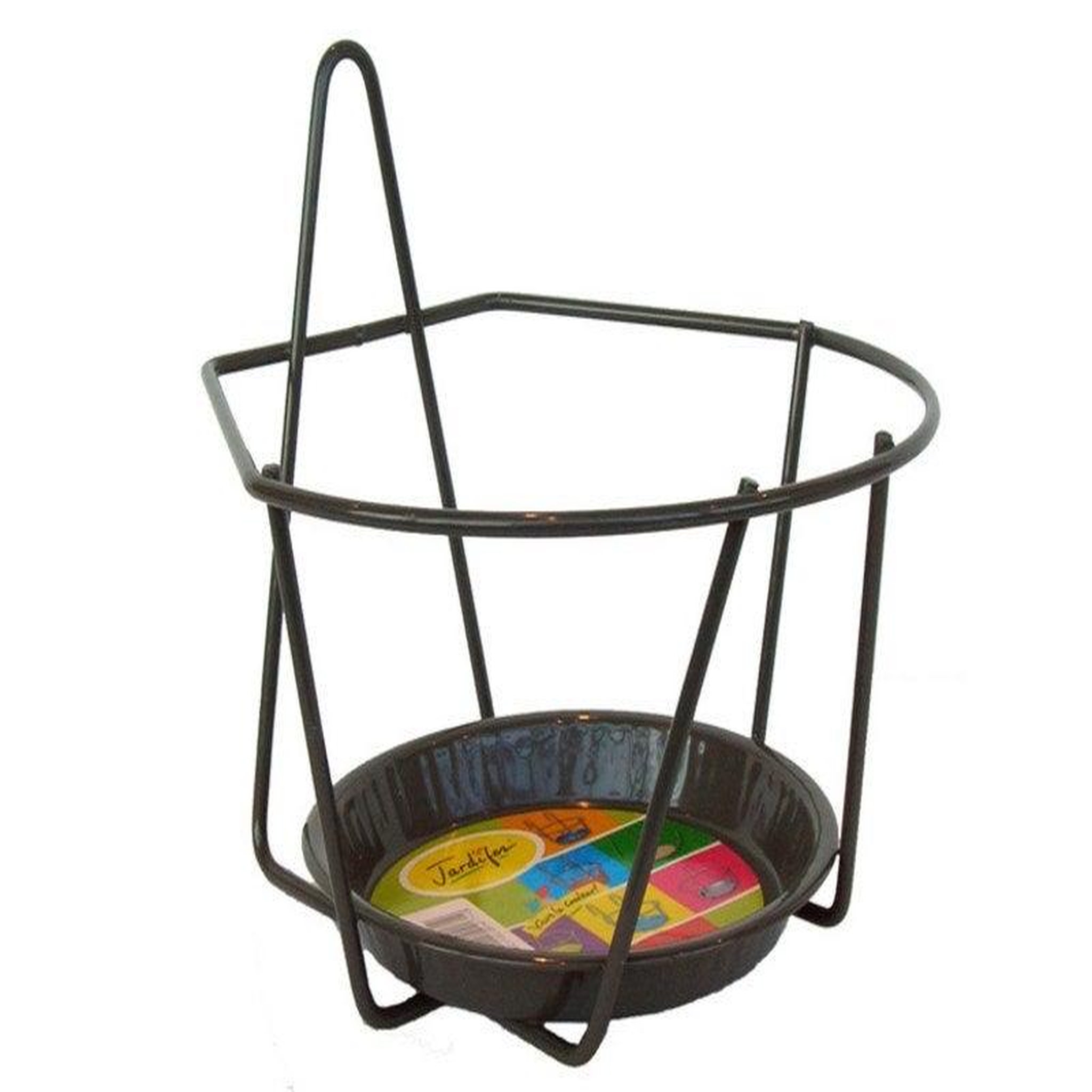 CENTRALE BRICO Support pot jardifer rond gris, h.20.5 x l.22 cm