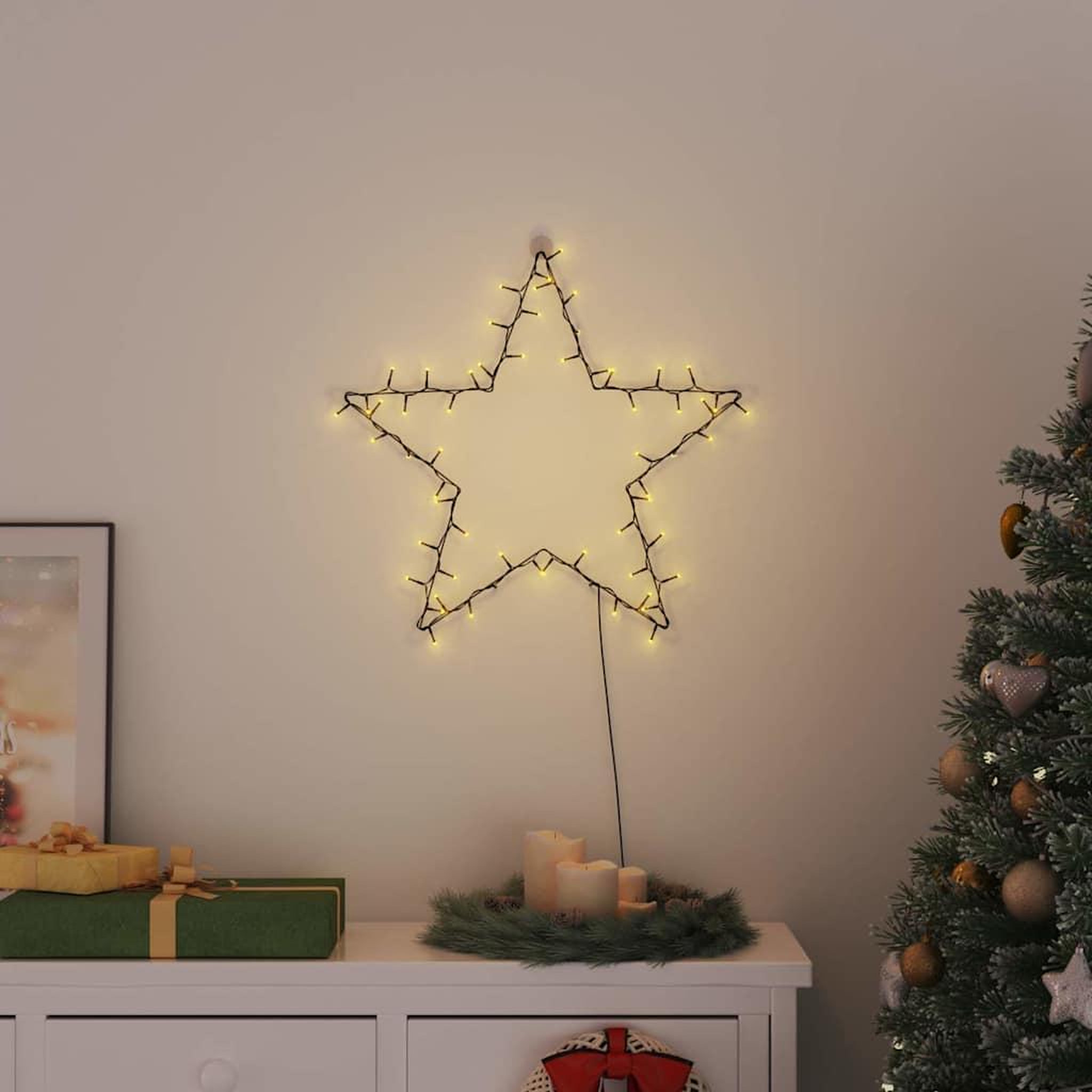 Voir la diapositive 2 : VIDAXL Lumieres de Noël silhouette d'etoile 80 LED blanc chaud