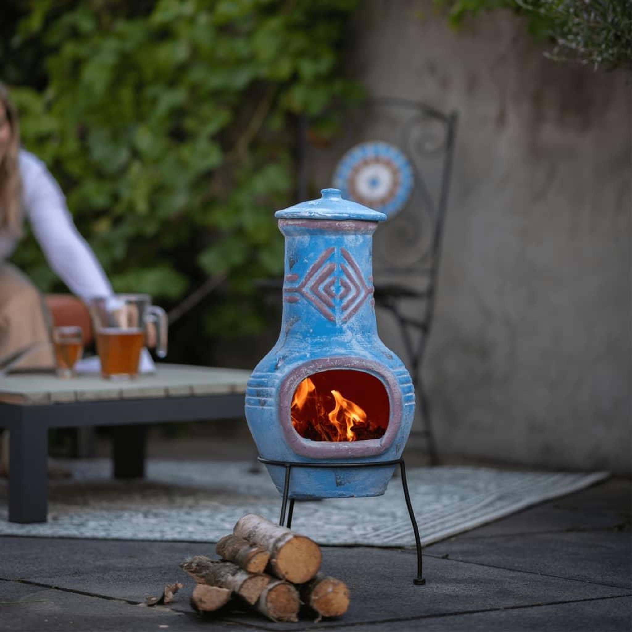Voir la diapositive 1 : REDFIRE RedFire Cheminee Colima Argile Bleu marine/rouge 86031
