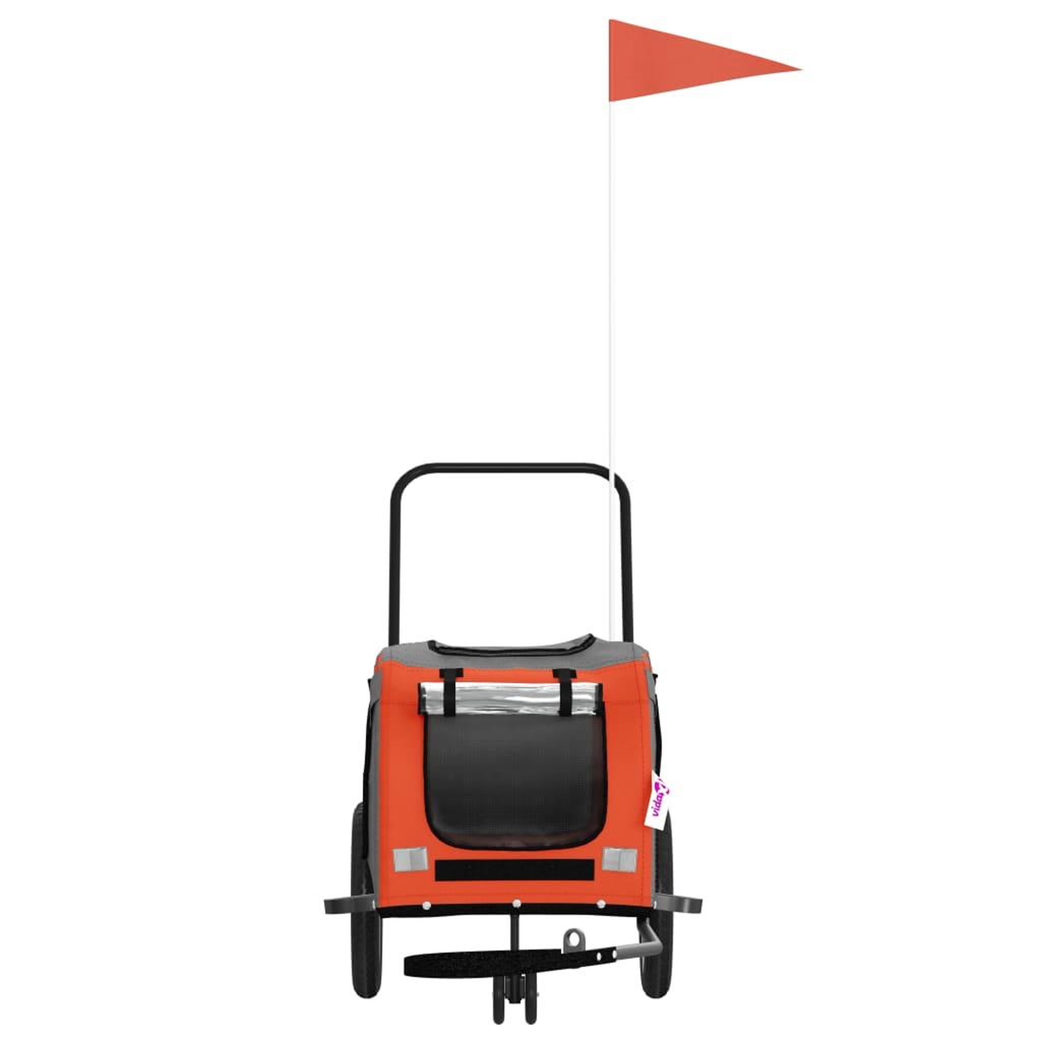 Voir la diapositive 4 : VIDAXL Remorque de velo pour animaux de compagnie orange et noir