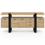 Voir la diapositive 3 : ID MARKET Buffet 180 cm PHOENIX XXL 4 portes et 3 tiroirs bois et noir