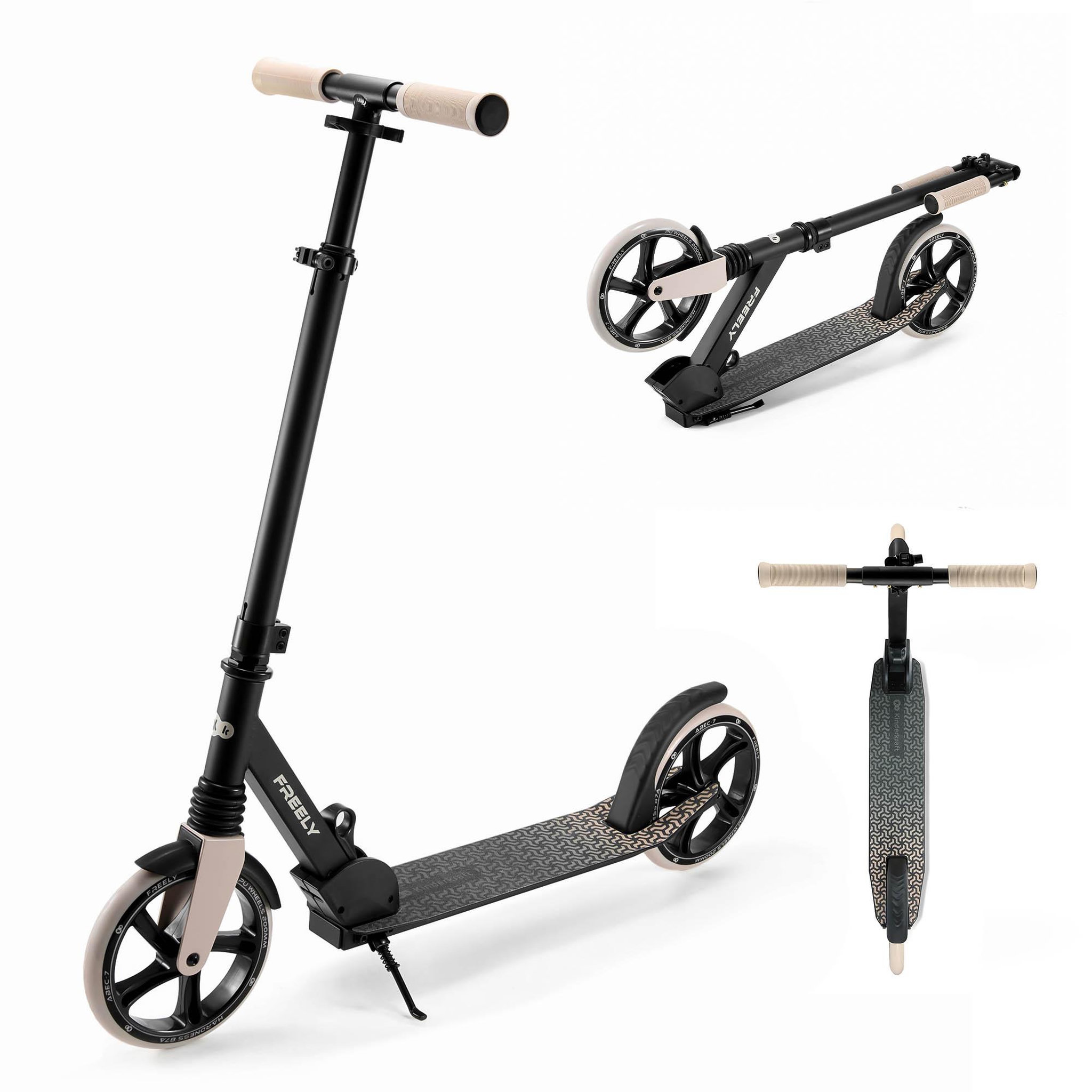 KINDERKRAFT Trottinette pliable urbaine enfant et adulte. Coloris disponibles : Beige, Noir