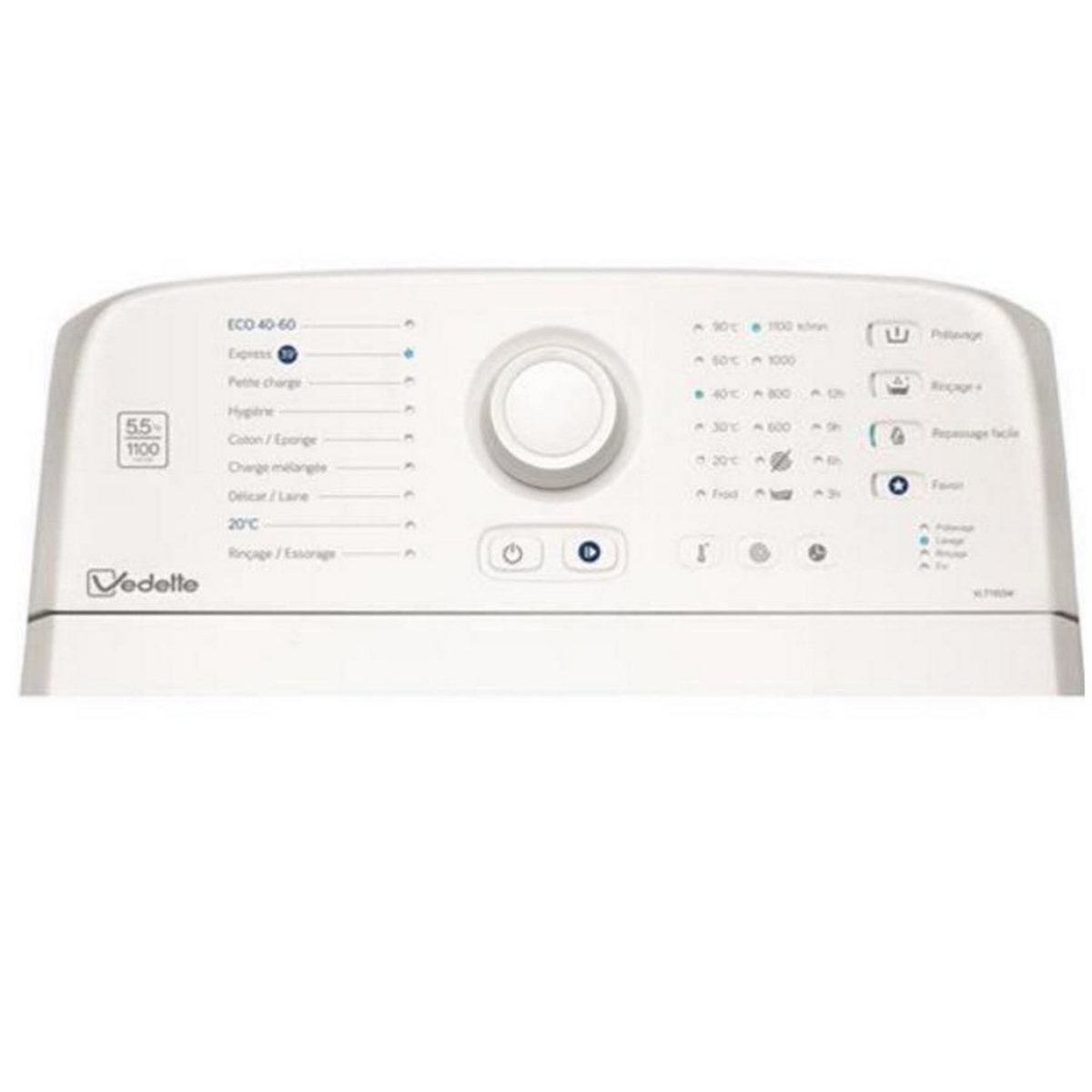 Vedette Lave-linge top 5.5kg 1100 tours/min - vlt1155w