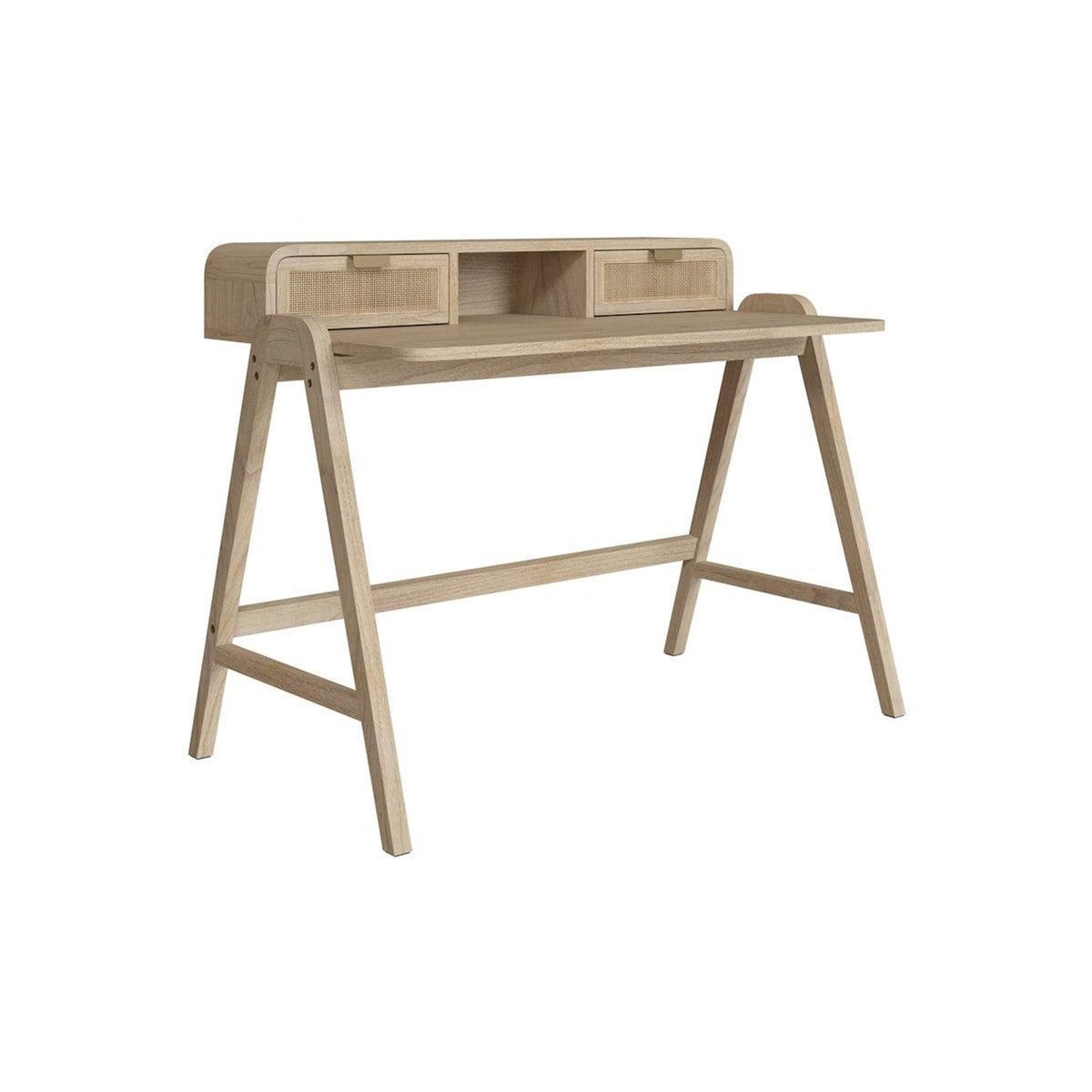 Rendez vous déco Bureau en bois de mindi et cannage-Khao