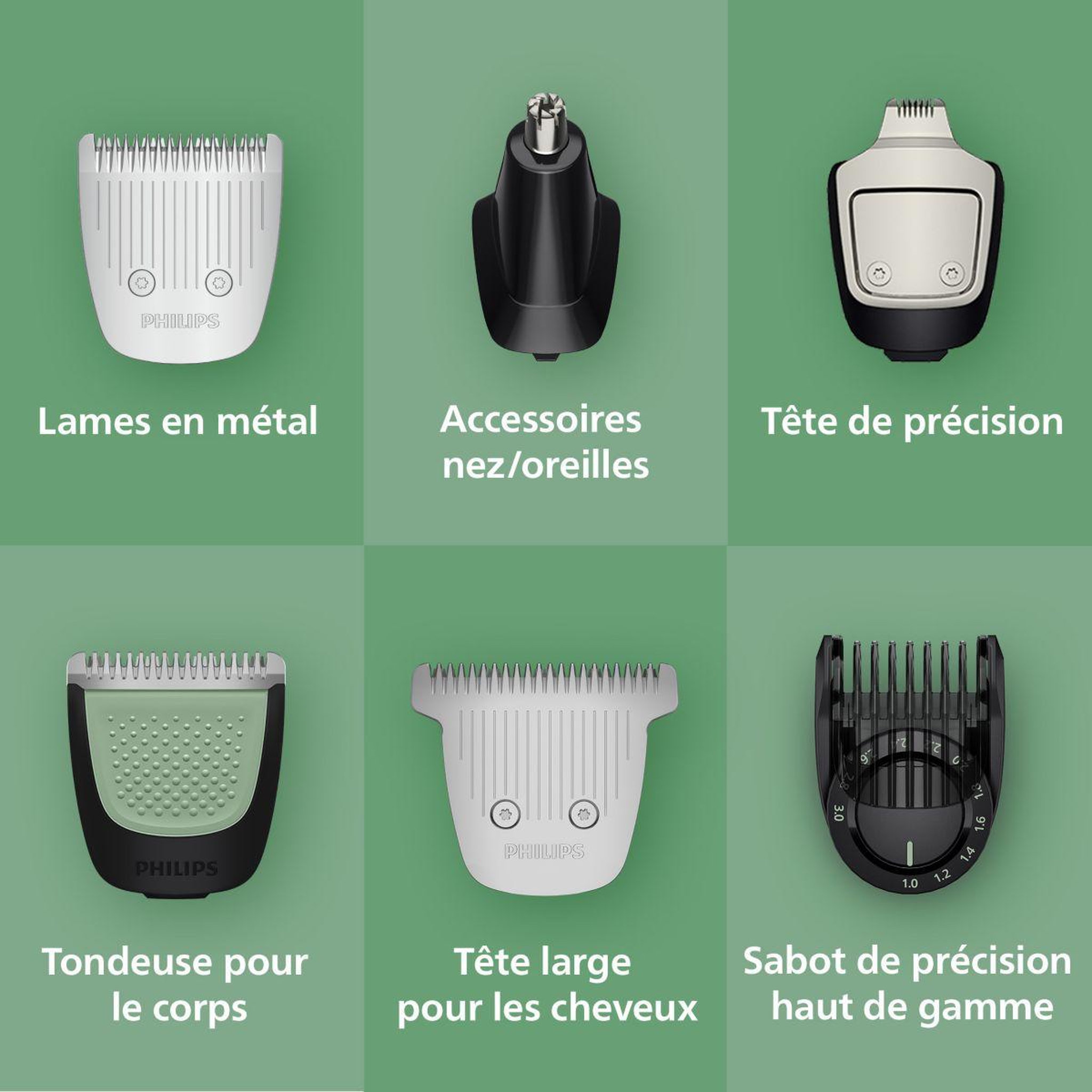 Voir la diapositive 5 : Philips Tondeuse multi usages mg7941/15 series 7000, 22 hauteurs de coupe, précision 0,2 mm, autonomie 120 mn