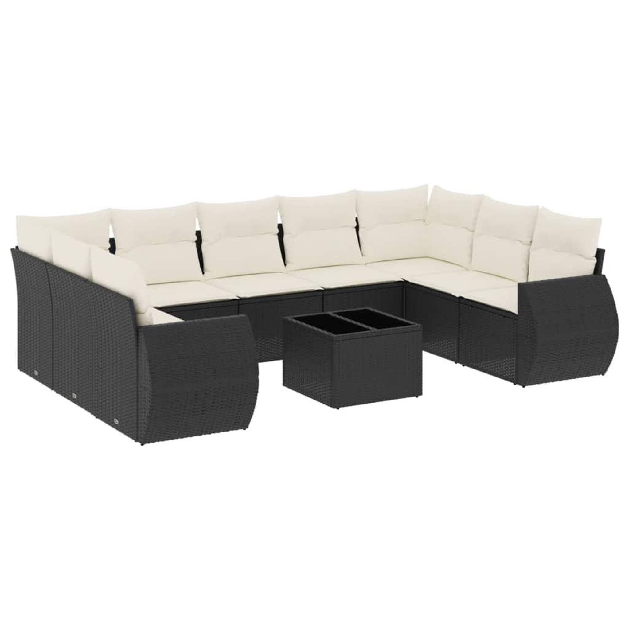 Voir la diapositive 2 : VIDAXL Salon de jardin 10 pcs avec coussins noir resine tressee