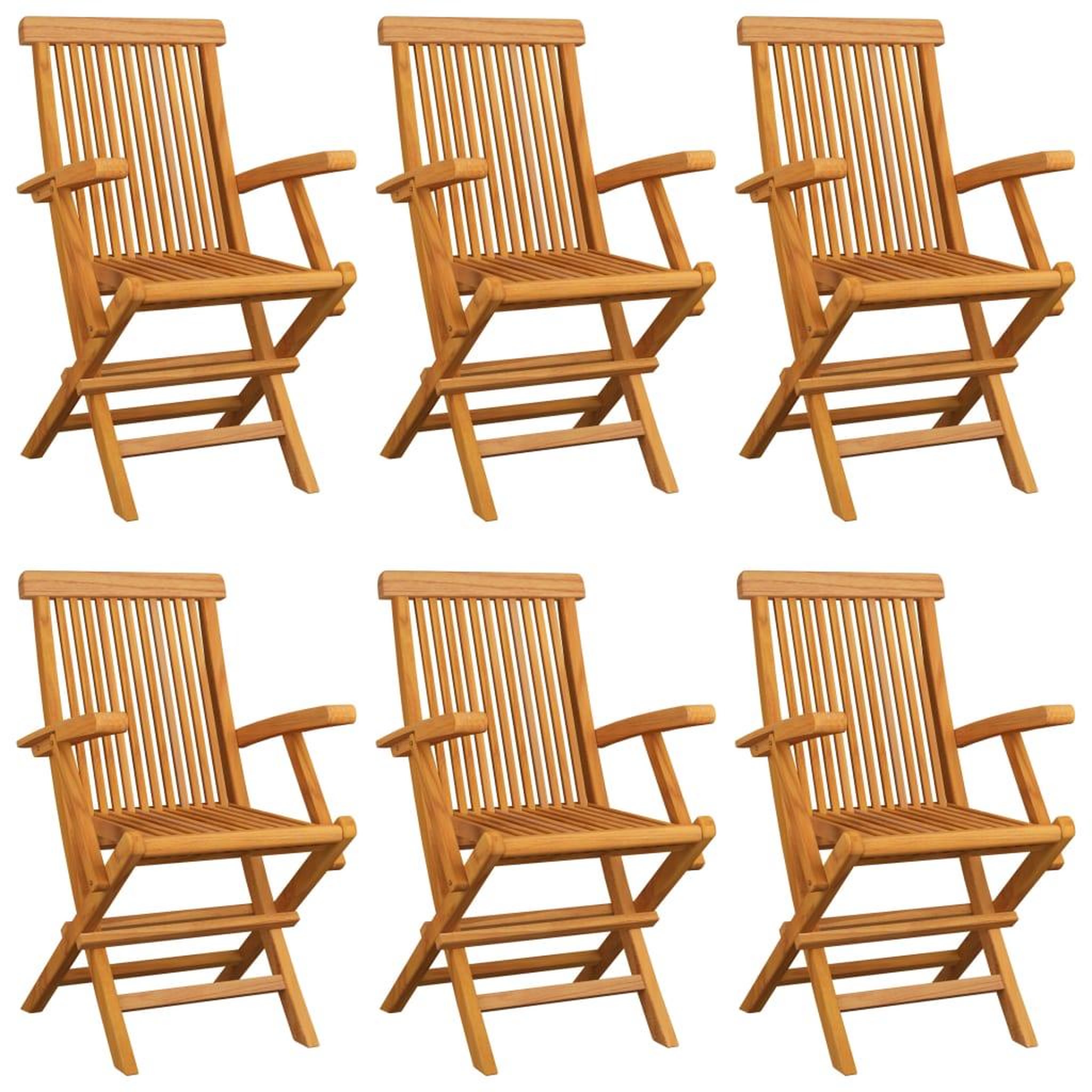 Voir la diapositive 3 : VIDAXL Chaises de jardin avec coussins bleu clair lot de 6 Teck massif