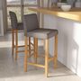 Voir la diapositive 2 : Rendez vous déco Lot de 2 chaises de bar en tissu gris foncé et pieds en bois 75 cm - Havane