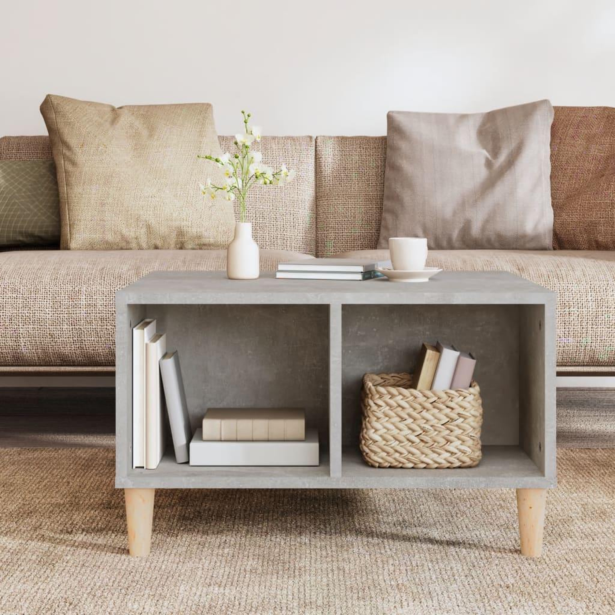 Voir la diapositive 3 : VIDAXL Table basse Gris beton 60x50x36,5 cm Bois d'ingenierie