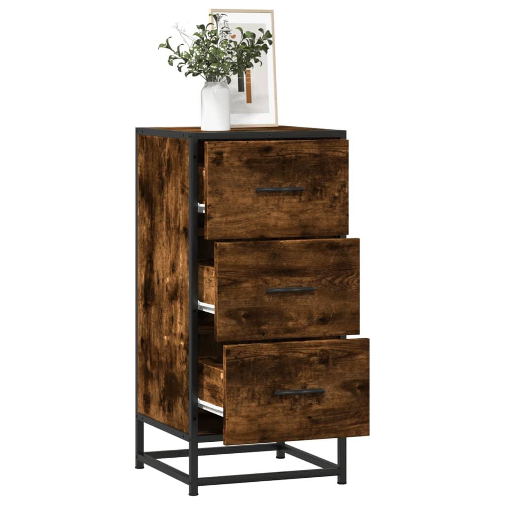 VIDAXL Buffet chene fume 35,5x35x76 cm bois d'ingenierie et metal