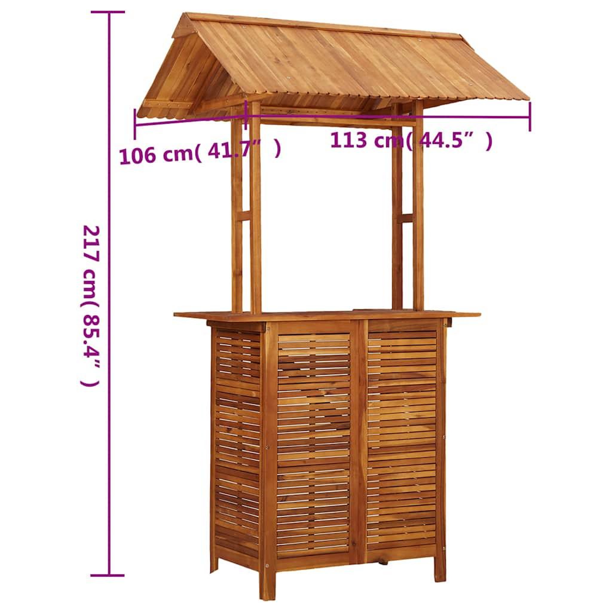 Voir la diapositive 6 : VIDAXL Table de bar d'exterieur avec toit 113x106x217 cm bois d'acacia