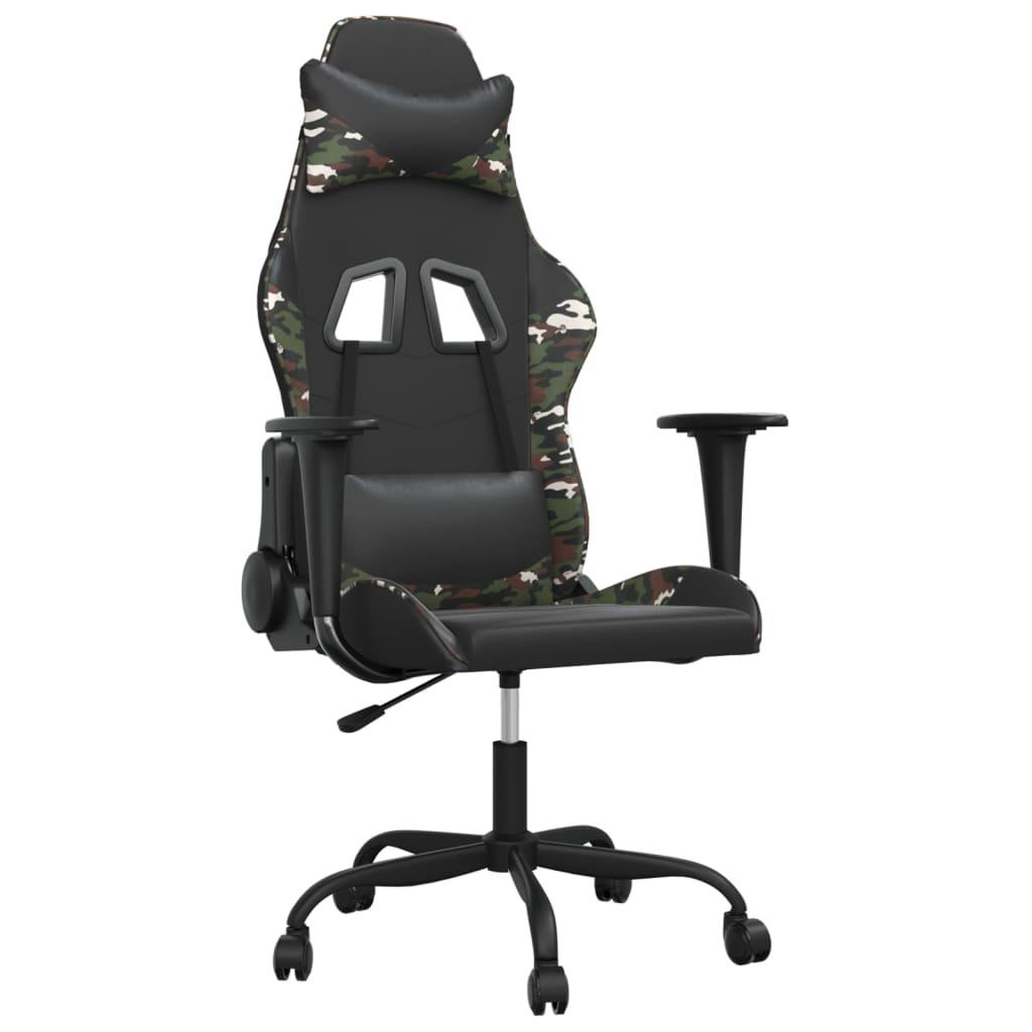 Voir la diapositive 2 : VIDAXL Chaise de jeu de massage Noir et camouflage Similicuir