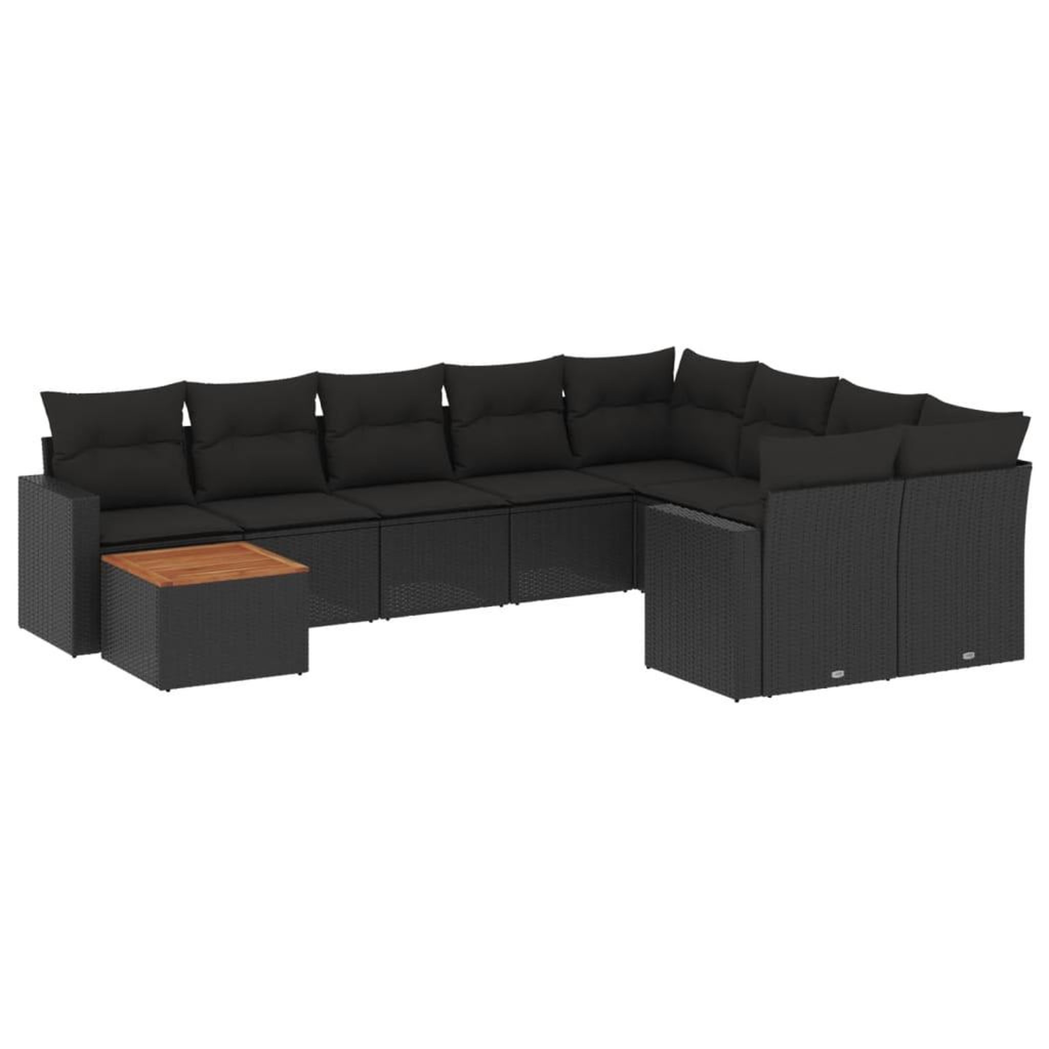 Voir la diapositive 2 : VIDAXL Salon de jardin 10 pcs avec coussins noir resine tressee