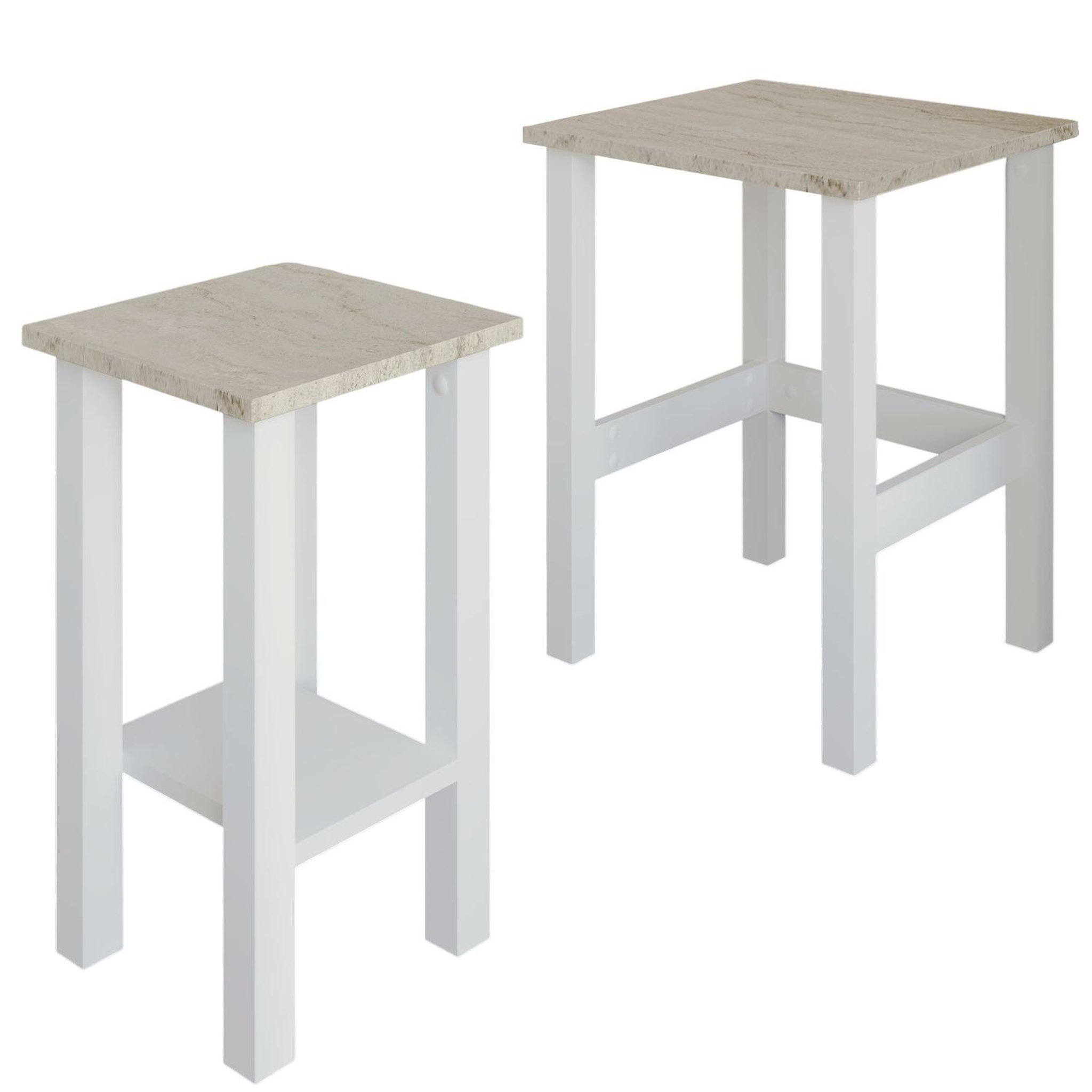 Habitat et Jardin Lot de 2 tables d'appoint en bois  Gina 2  - 45 x 45 x 60 cm - Blanc