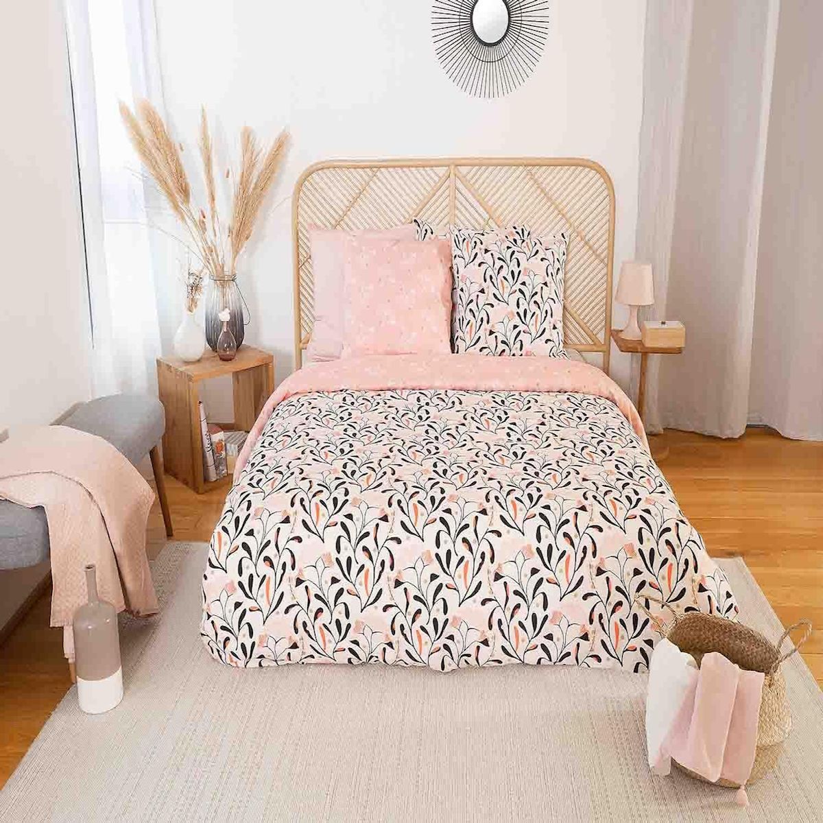 Home collection Parure housse de couette 100% satin de coton bio 78fils joy