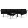 Voir la diapositive 2 : VIDAXL Salon de jardin 6 pcs avec coussins Noir PVC