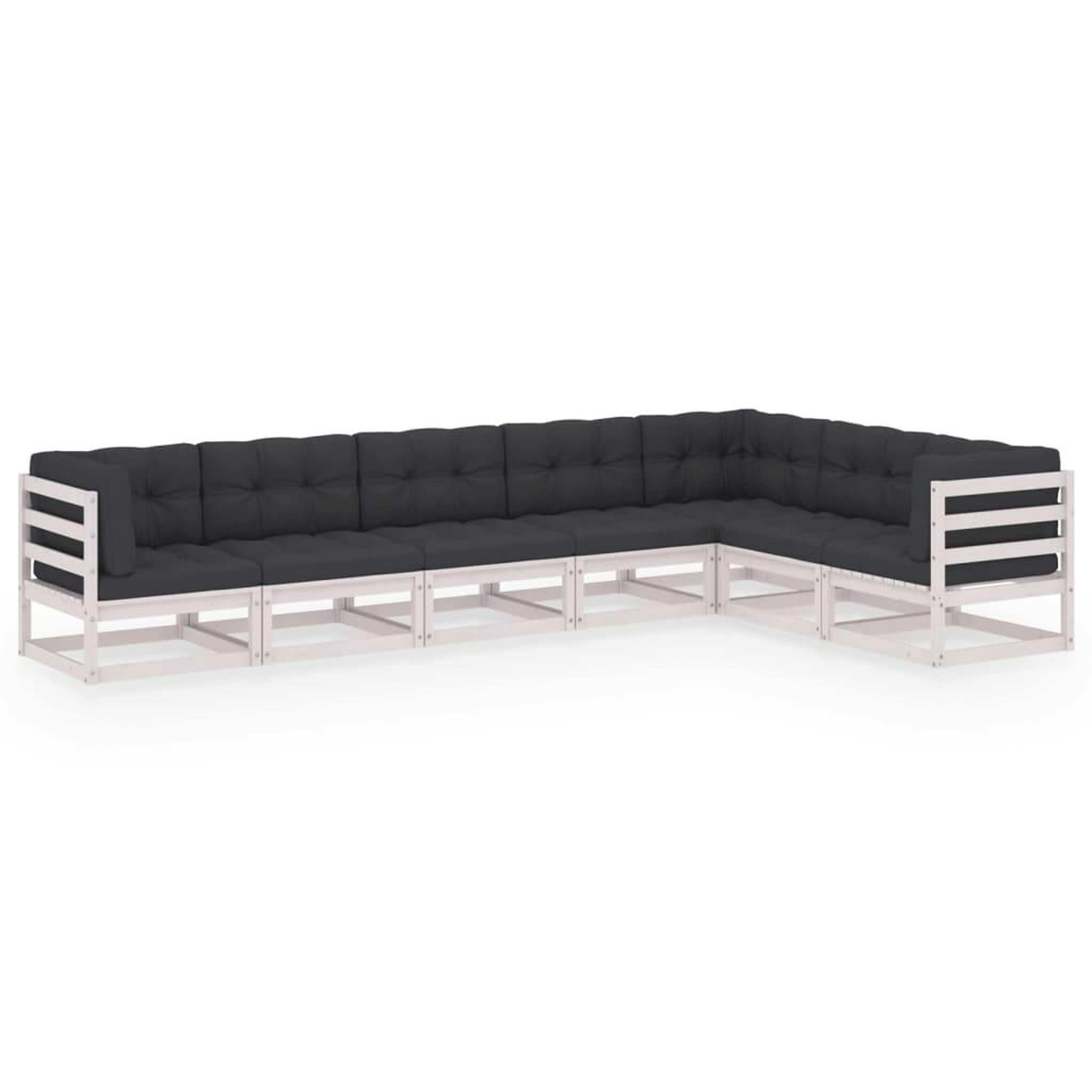 Voir la diapositive 2 : VIDAXL Salon de jardin 7 pcs avec coussins blanc bois de pin massif