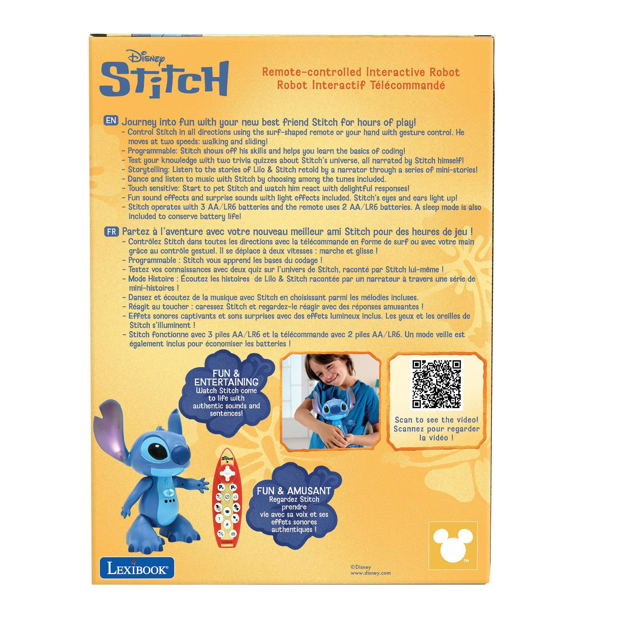 Voir la diapositive 5 : Lexibook Robot Stitch télécommandé bilingue et intéractif, avec la vraie voix de Stitch