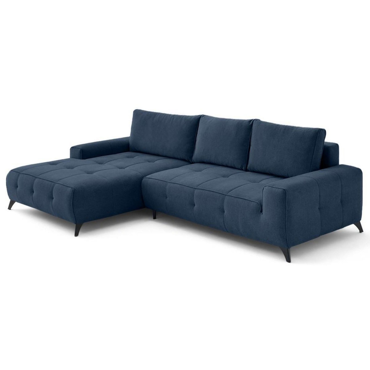 BEST MOBILIER Rimini - canapé d'angle gauche 4 places convertible avec coffre en tissu texturé