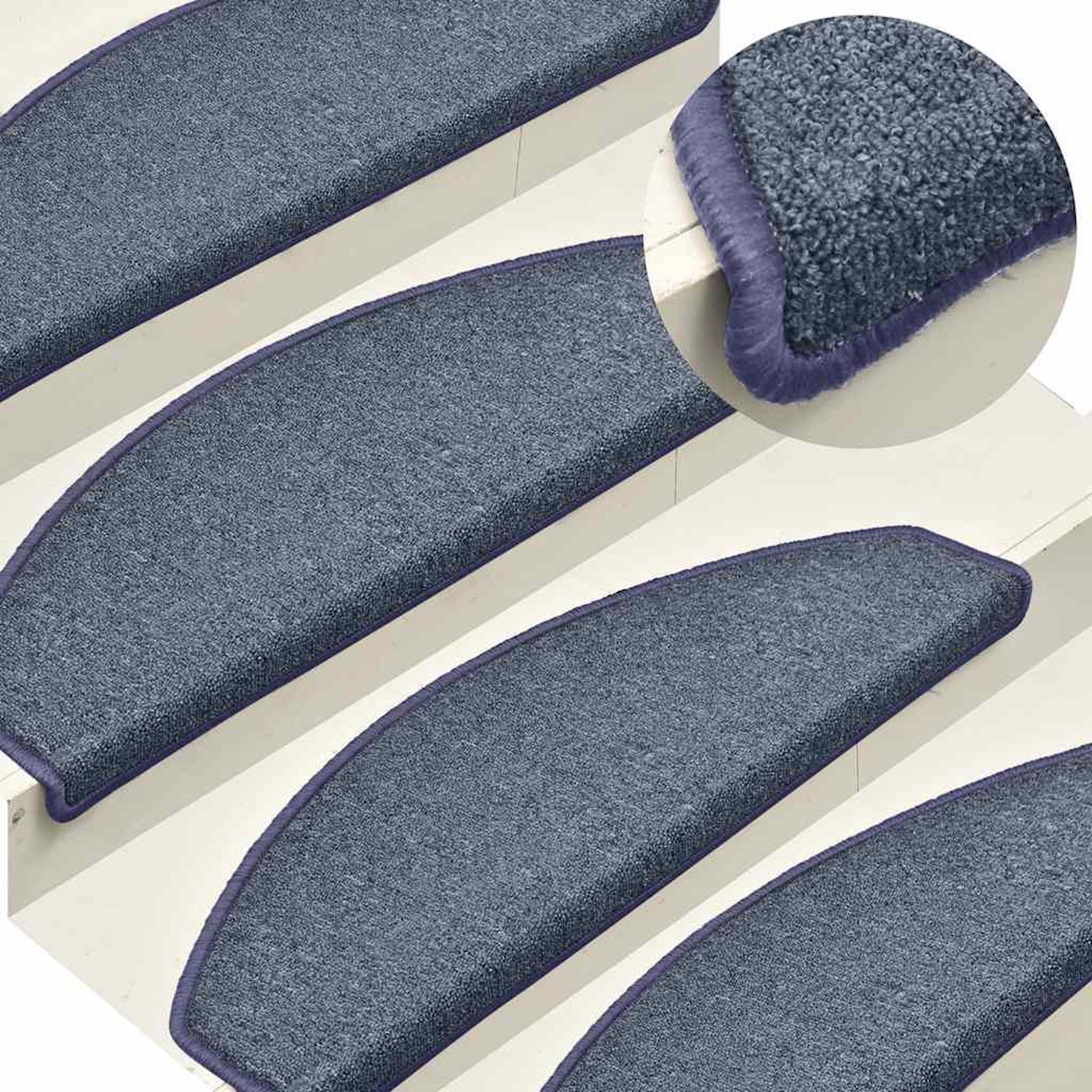 Voir la diapositive 5 : VIDAXL Tapis d'escalier 30 pcs gris fonce et bleu 65x24x4 cm