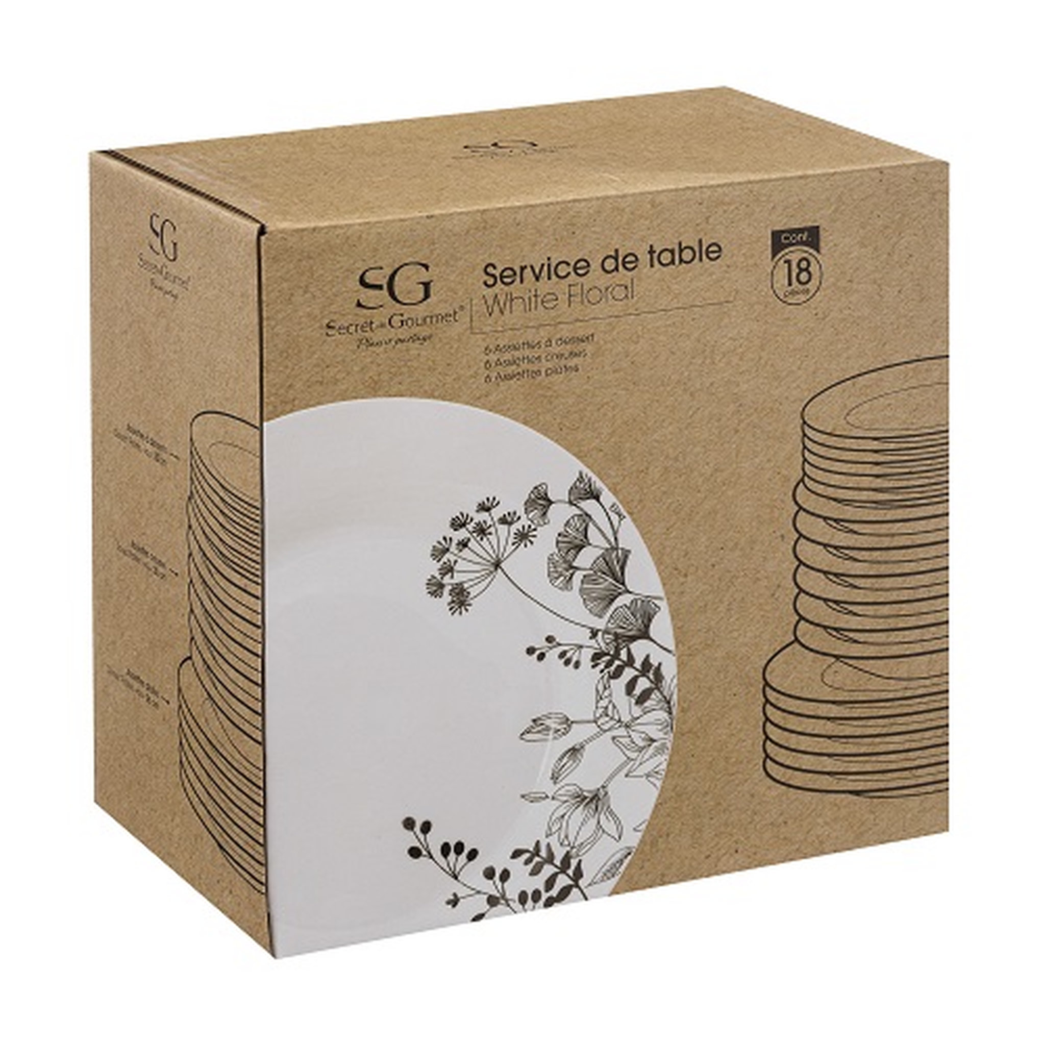 Voir la diapositive 3 : Services d'assiettes 18 pièces porcelaine FLORAL
