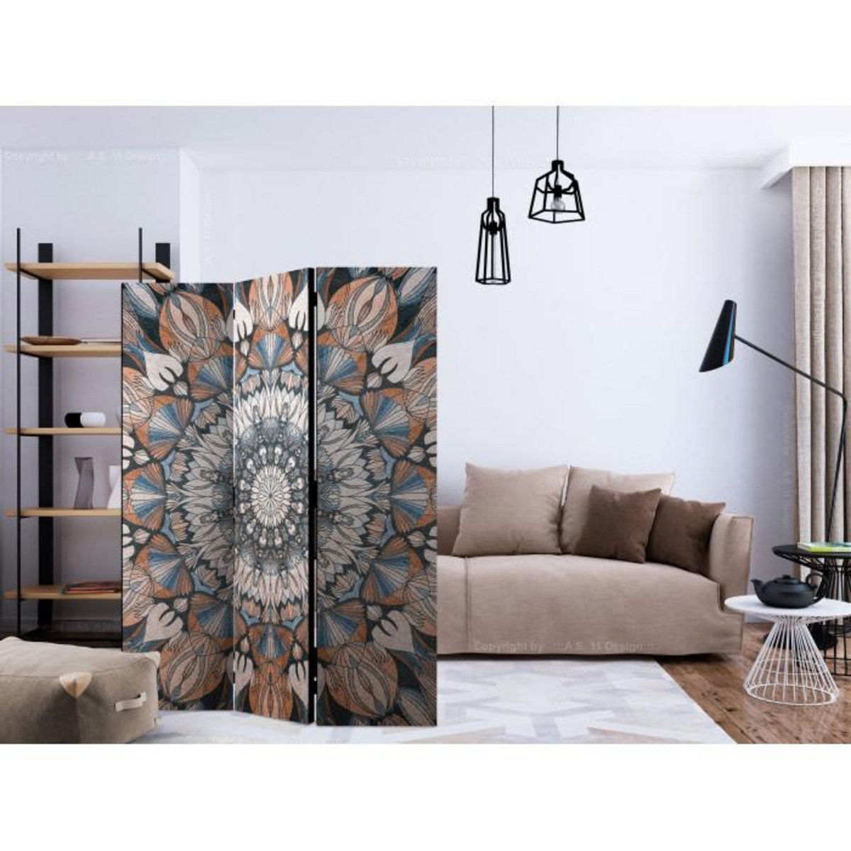 Paris Prix Paravent 3 Volets  Hetman Mandala  135x172cm