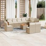 VIDAXL Salon de jardin 11 pcs avec coussins beige resine tressee