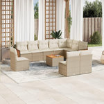 VIDAXL Salon de jardin 11 pcs avec coussins beige resine tressee