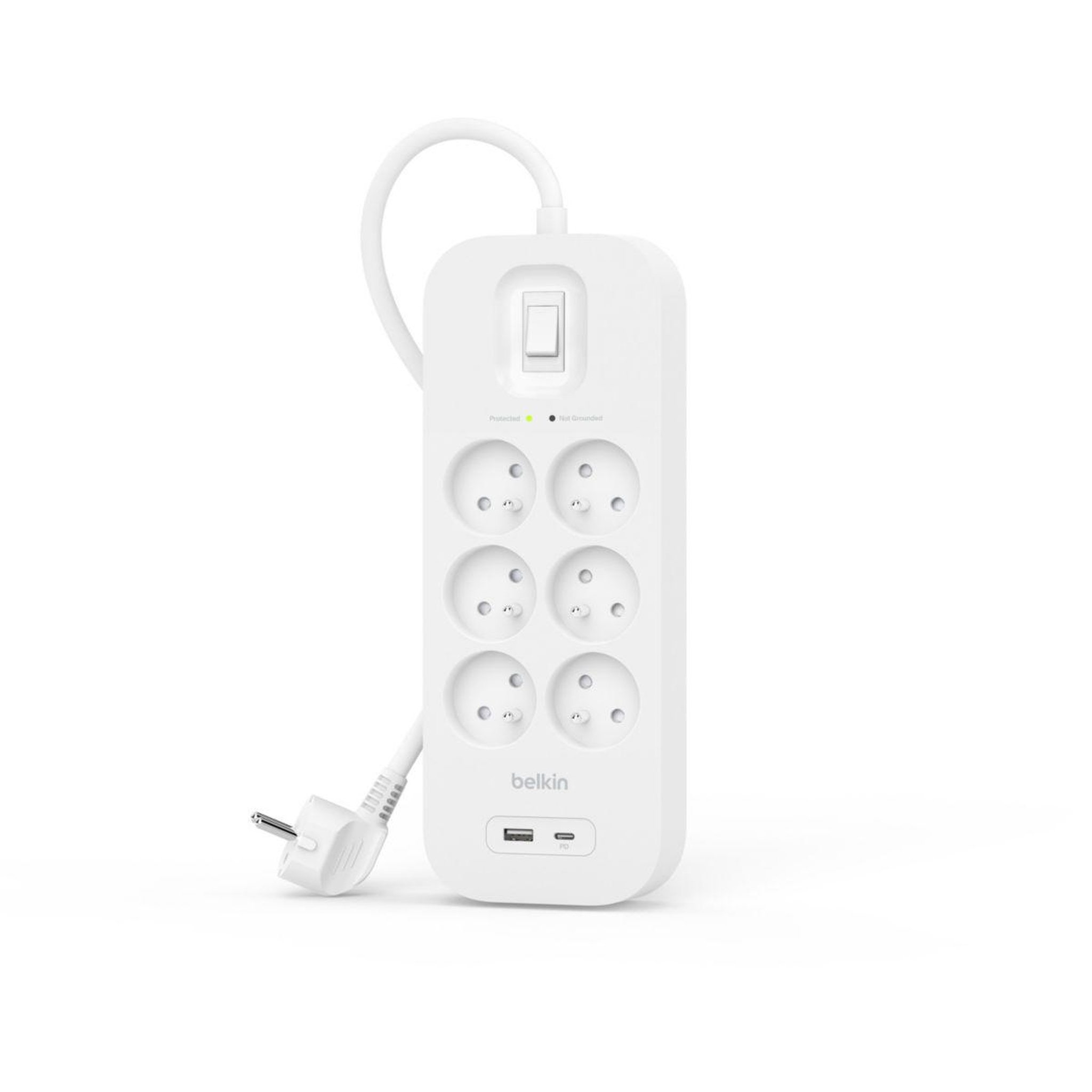 Voir la diapositive 3 : Belkin Multiprise 6 prises + usb-c et usb-a