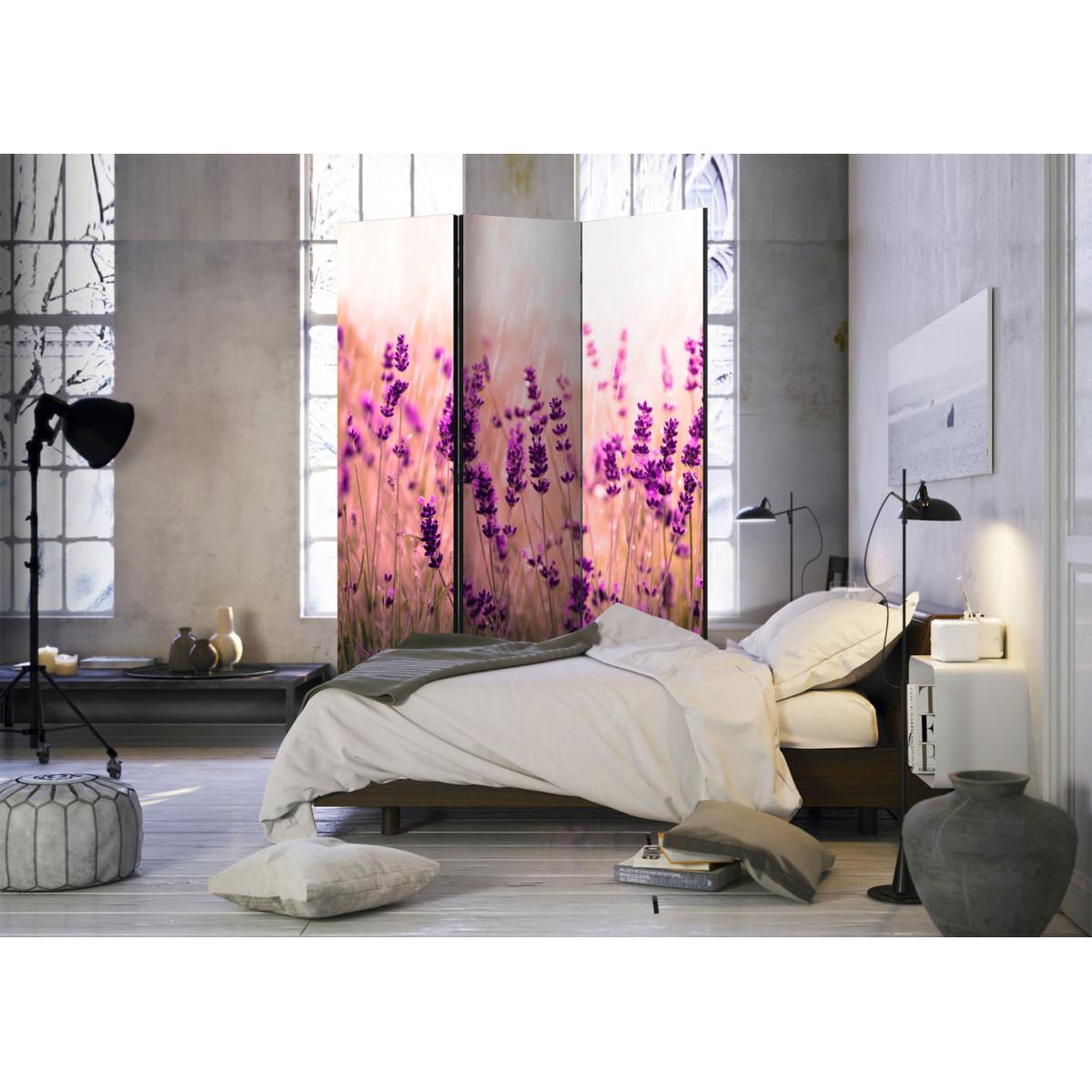 Voir la diapositive 2 : Paris Prix Paravent 3 volets  lavender in the rain  135x172cm